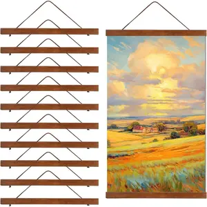 10 Pack  Poster Hanger Frame 16x24 16x22 16x20 Light Pine   Rails  Frame with Rope  Poster Hanger for Photo Picture Print Map (Black,16 Inch)