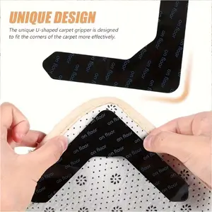 8 pieces of carpet tape - reusable, washable, removable - anti-slip carpet adhesive, double-sided adhesive, carpet fixing tape - suitable for hardwood floors and tiles - does not damage the carpet - anti-slip carpet tape