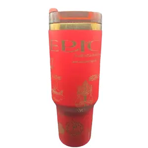 Epic Tumbler - Red with Gold Accents and Unique Design Elements Epic Brand Product