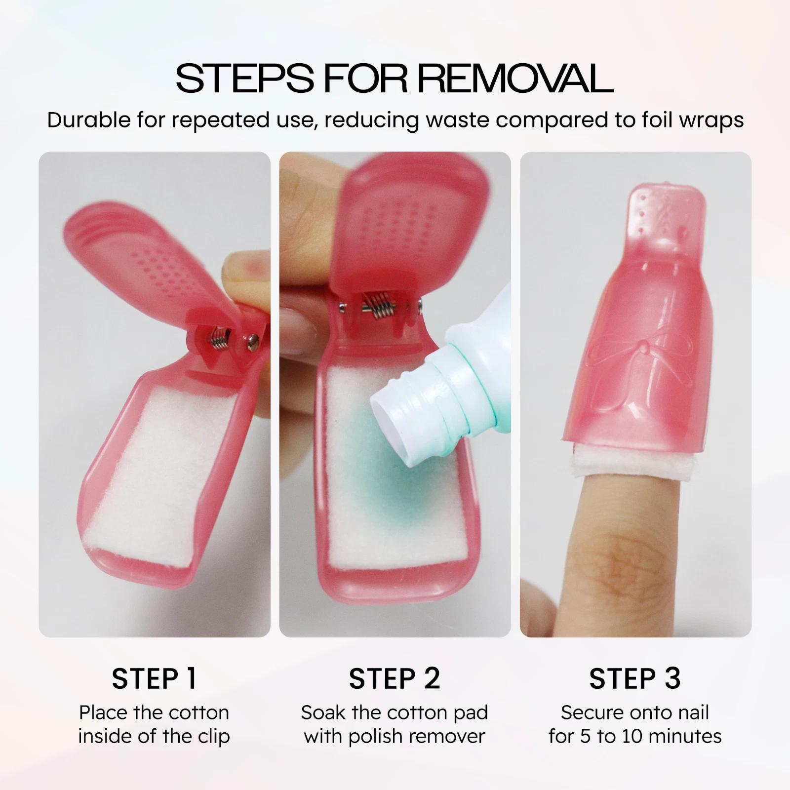 10 PCS Reusable Acrylic Nail Soak Clips  Gel & Polish Remover Tool | Pink Nail Art Accessory