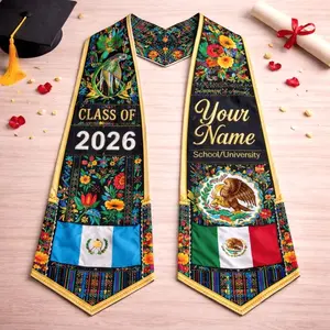 Custom Guatemala Mexico Graduation Stole, Dual Heritage Flag Sash, Cultural Pride Graduation Stole, Personalized Senior Gift