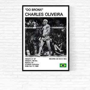 Charles Oliveira Mma Fighter Vintage Art Poster - Brazilian Decor For Fans