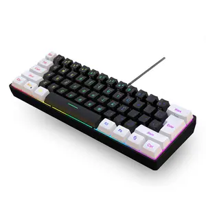HXSJ RGB Backlight Wired Gaming Keyboard, 60% Mini Game Keyboard, Compact Lighted Mechanical Keyboard for PC, MAC, PS4 & Xbox One Gaming Player