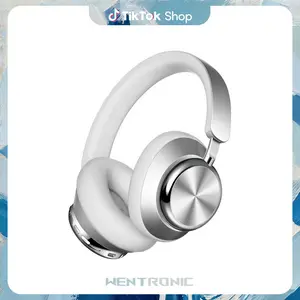 Wentronic Y03 Bluetooth Headphones Wireless Active Noise Cancelling Over Ear Headphones 48 Hours Playtime High Sound Quality 6 EQ Music Mode Headphones with Soft Ear Cushion - Silver