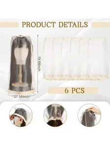 Falote Adjustable Drawstring Storage Bags - 3/6 Pcs Portable Travel Organizers with Cover for Dirt & Dust Protection, for Beauty & Personal Care Hair Styling Tool Accessories