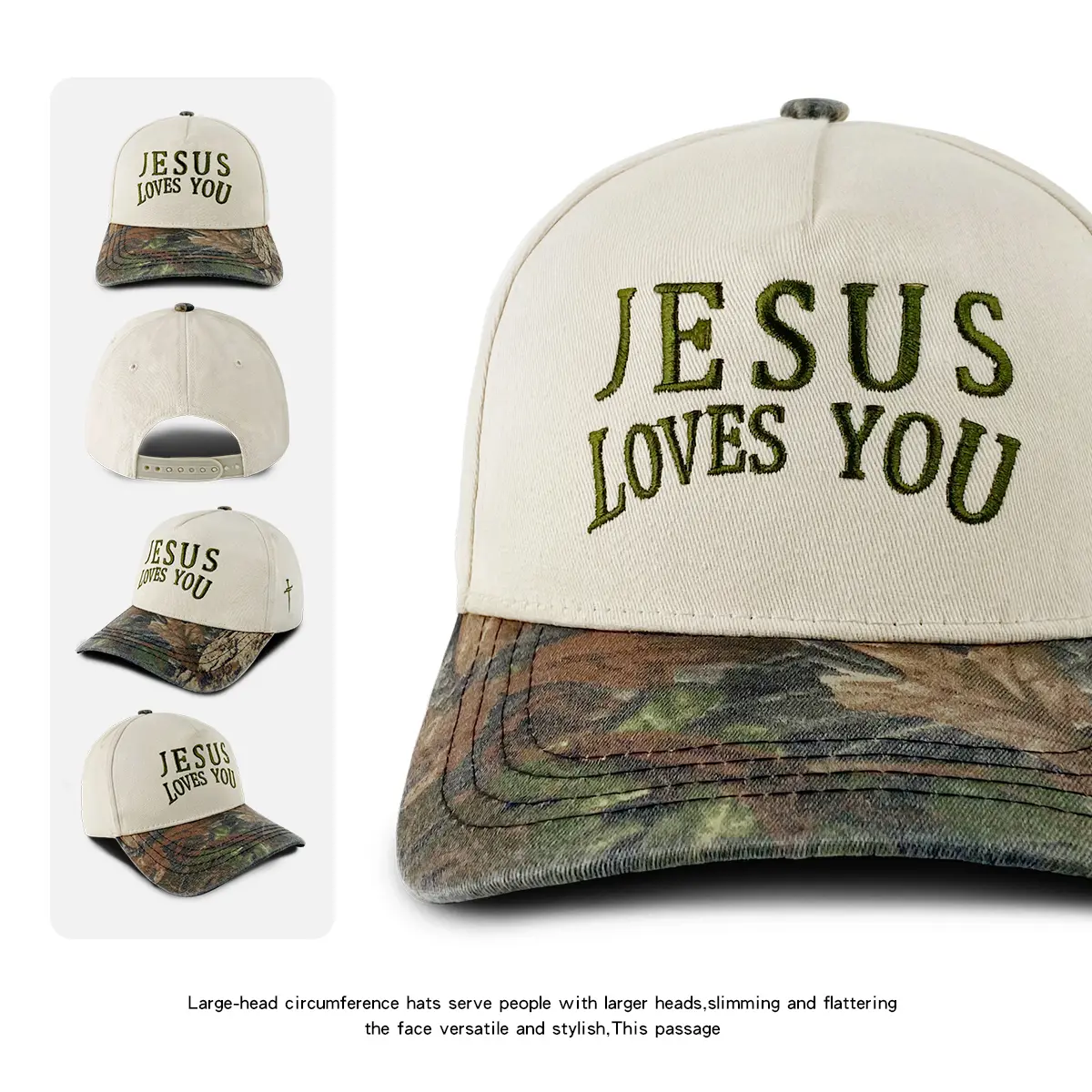 Unisex Embroidered Baseball Cap Adjustable Trucker Hat "Jesus Loves You" Slogan, Retro Style for Men Women, Casual Outdoor Sports Wear, Multi-Color