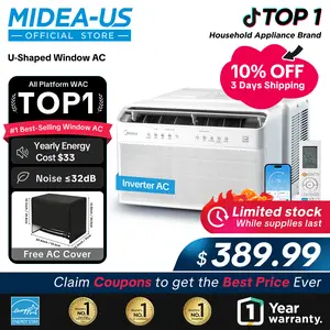 Midea 6K/8K/10K/12K BTU U Shaped Smart Inverter New Window Air Conditioner,  2026 version AC, Cools up to 450 Sq. Ft.,Ultra Quiet with Open Window Flexibility, Works with Alexa/Google Assistant, 35% Energy Savings, Remote Control