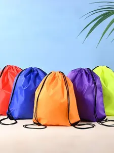 Customizable 210D Polyester Drawstring Bag, Oxford Cloth Backpack, Sporty Shoulder Bag, Ready Stock, Pull Cord Design