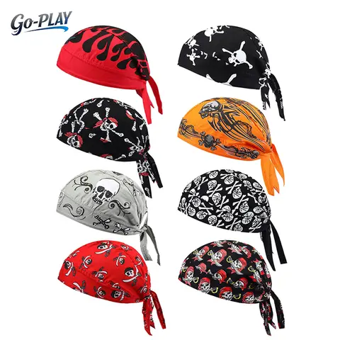 Adults' Novelty Print Skull Pirate Do Rag Cap (2-Pack/8-Pack) - Sweat-Wicking, Cooling, Breathable Helmet Liner Bandana, Outdoor Hiking Hat, Dry Under Helmet, Universal Sport Accessory for Cyclists