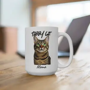 Tabby Cat Mama Coffee Mug, Pet Lover Gift, Cat Mom Mug, Funny Cat Owner Present, Cat-Themed Home Decor, Unique Animal Mug Ceramic Cup