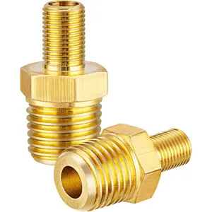 Brass Air Inflator Adapter, 1/4" NPT (M) to Standard Schrader Valve (M), Tire Inflator Connector for Auto Portable Air Compressor/Pump, Air Hose, Air Chuck (2 Packs)