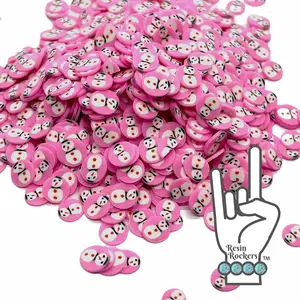 Pink Snowmen Polymer Clay Pieces