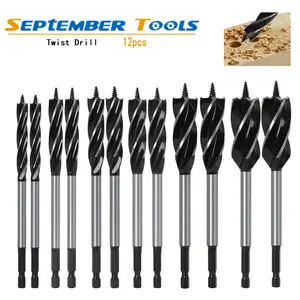 12pcs Twist Drill Bit Set - Fast-Cut Wood Auger Drill Bits, Efficient Cutting Tool for Carpenters, Woodworking Projects