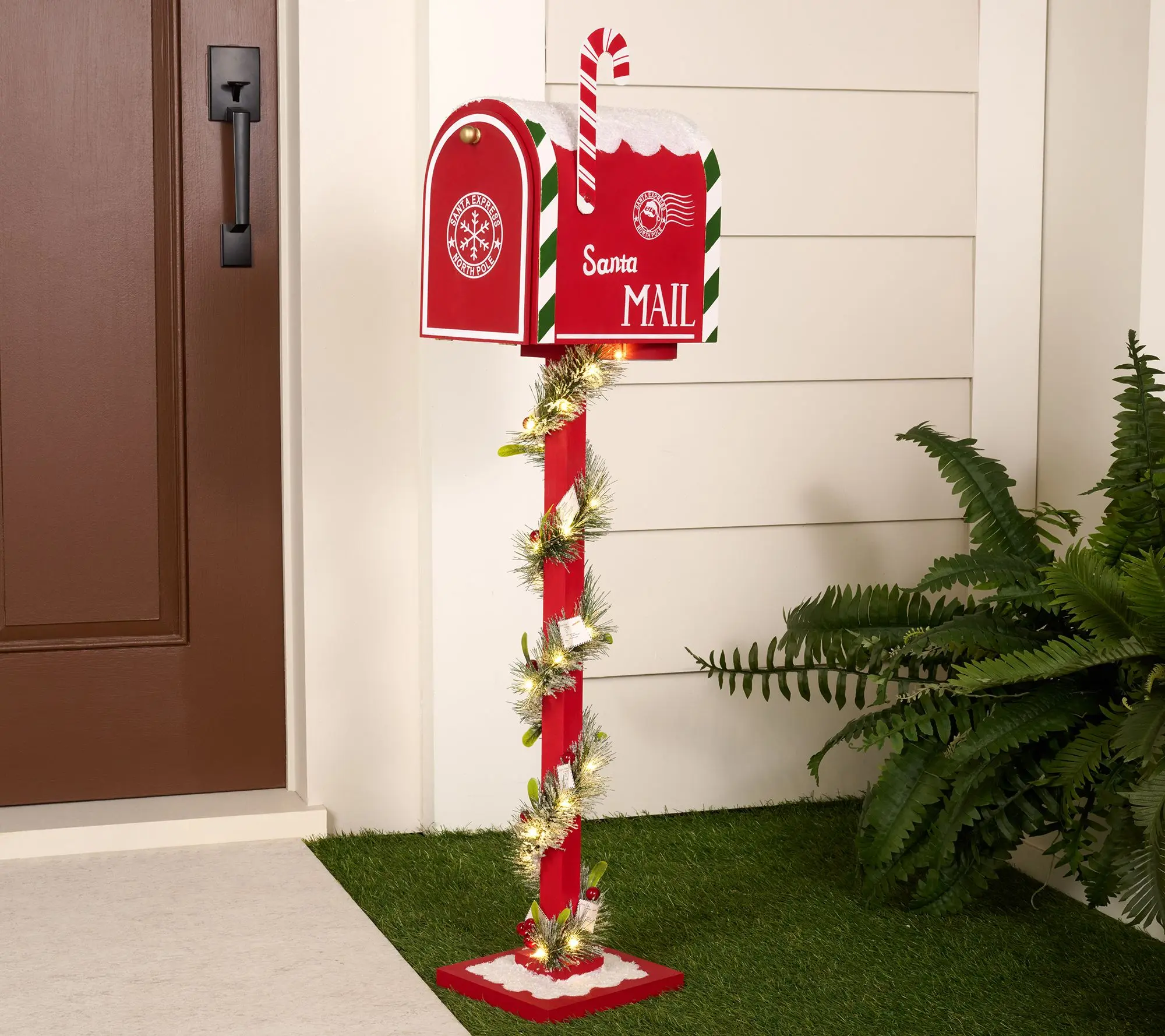39" Letters to Santa Mailbox with Lit Greenery by Valerie