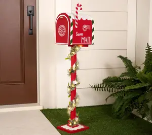 39" Letters to Santa Mailbox with Lit Greenery by Valerie