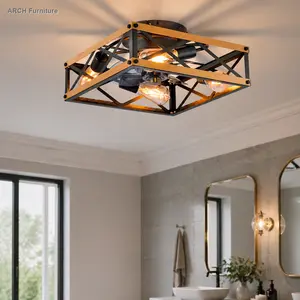 22.6'' Indoor Flush Mount Ceiling Fan with Iron Reversible DC Motor, Remote Control, 7 Blades, 6 Speeds, Timer, Memory Function - Light-Compatible (Bulbs Not Included) for Bedroom, Living Room