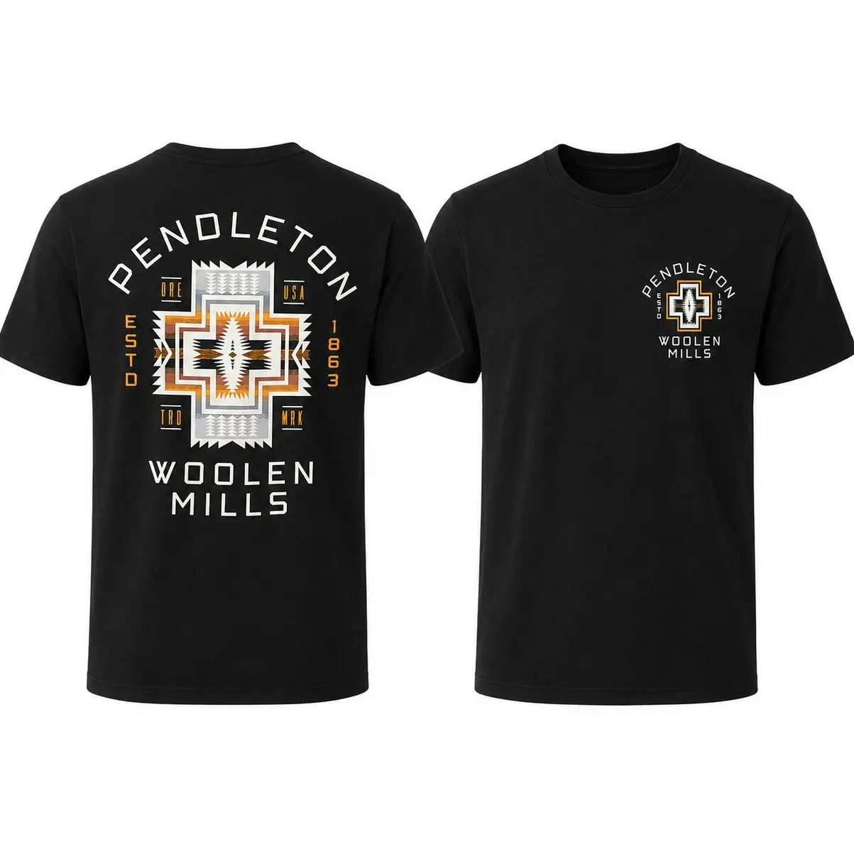 Pendleton Woolen Mills Southwestern Graphic T-Shirt, Vintage Native Pattern Western Tee, Retro Pendleton Back Print Shirt, Oregon USA Casual Streetwear Tee