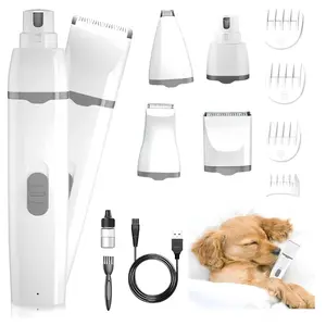 Dog Clippers Grooming Kit Hair Clipper-Low Noise Paw Trimmer- Rechargeable - Cordless Quiet Nail Grinder Shaver for Cats and Other Pets