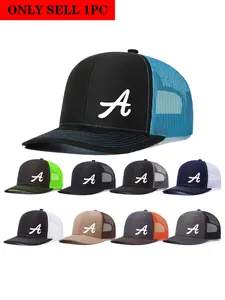 1pc Unisex Trucker Hat A Letter Printing Mesh Baseball Cap Richardson Slightly Curved Brim Baseball Cap Adjustable Snapback Cap Dad Hats Outdoor Mesh Breathable Sun Hat Gift for Men Women Summer Hat