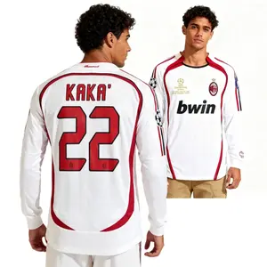 0607 Acm Away Kaka 22 Champions League Soccer Long Sleeve Jersey