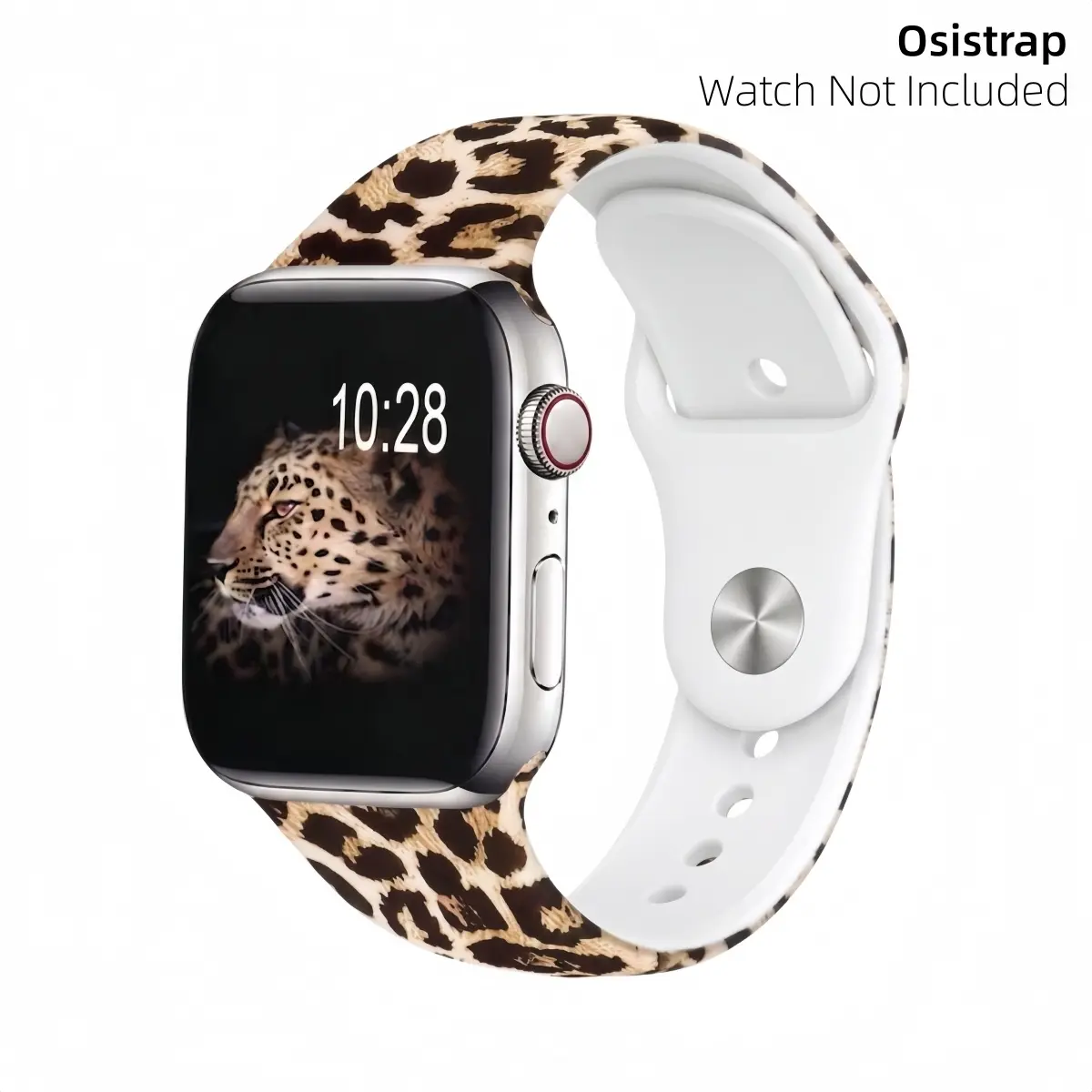 Osistrap Leopard Print Silicone Watch Band, Soft Waterproof Sport Replacement Strap for Men Women, Compatible with Apple Watch 38/40/41/42/44/45/46/49mm Series 1-11 SE Ultra