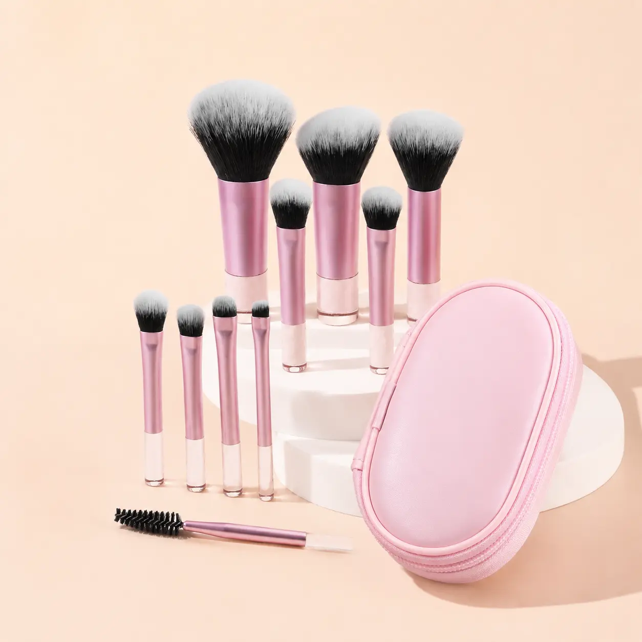 Premium 10-Piece Beauty Travel Brush Set - Soft Cosmetics Makeup Brushes with Compact Storage Case for Eyes, Face, Eyebrows, Portable Durable Mother's Day Gift, Brushes Makeup