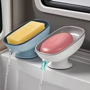 Suction Cup Soap Dish Drainable Rust-Proof for Bathroom Kitchen Sink Shower Luxury Design Easy Clean