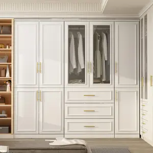 FUFU&GAGA 79.3"W Large Modular Wardrobe Storage Cloest Armoire Cabinet Glass Door