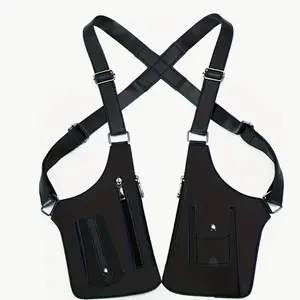 Vintage Sling Crossbody Bags for Men & Women Lightweight Multi-Purpose Outdoor Vest Bag with Zipper Pocket for Hiking Cycling Running Adjustable Strap in Black Brown Perfect Gift