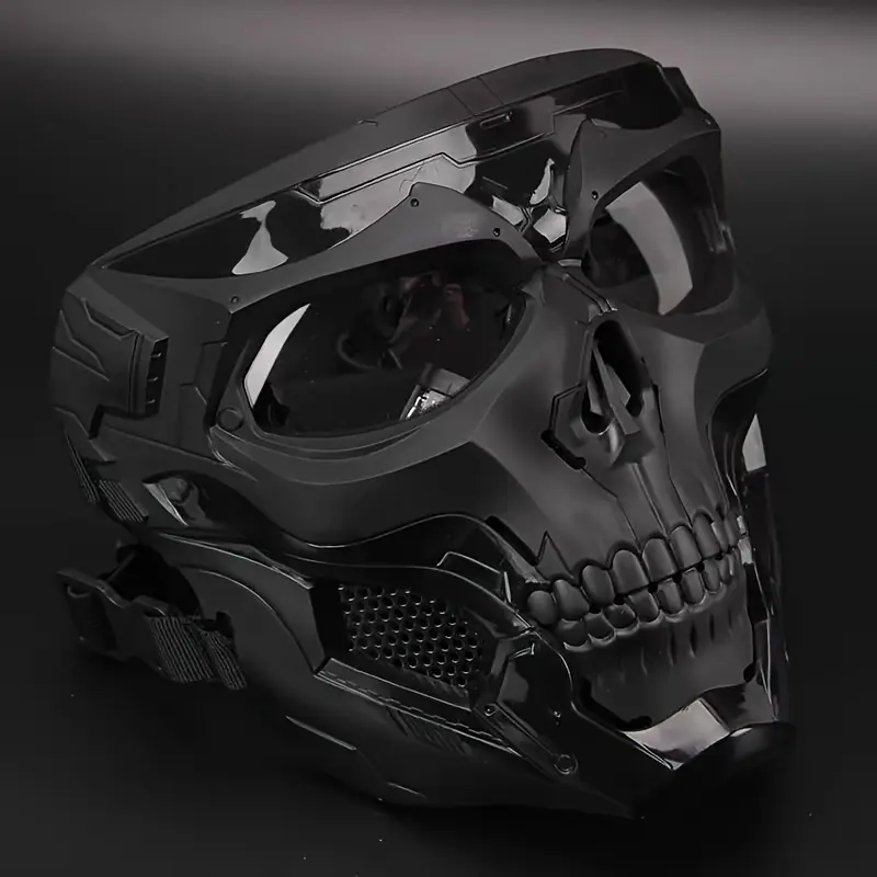 FAST Skull Mask And Helmet Set, Adjustable Knob for Outdoor Activities for Cosplay Photo Props, Bar Club Rave Party Supplies, Gift & Collection, Halloween Music Festival Black balaclava face masks face mask for men