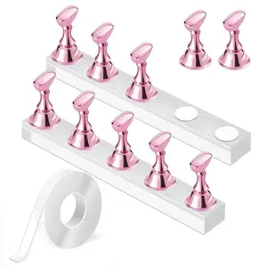 Nail Display Stand Set, Includes 3m Clear Dual Sided Adhesive Tape, Ideal for Nail Art Showcase & Practice, Durable Design