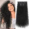 Women's Synthetic Clip-In Hair Extensions - 4Pcs Glueless Water Curly, 20 in, Invisible Lace Weft & Hairline, Bounce-Enhanced Wavy Hair for Length & Volume, Black for Daily Use (Clip-In Curly Wig Synthetic Extensions & Pieces)