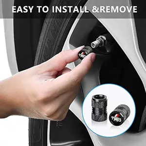 4pcs Black Tire Valve Stem Caps, TRD Accessories Compatible with Toyota TRD Sequoia Tundra Tacoma 4Runner Trucks, Universal Air Cover Auto Replacement Parts for Cars, SUVs, Motorcycles