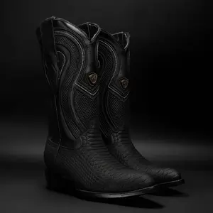 Men's Western Boots: Cowhide Leather Python Imitation J Toe Cowboy Boots For Men