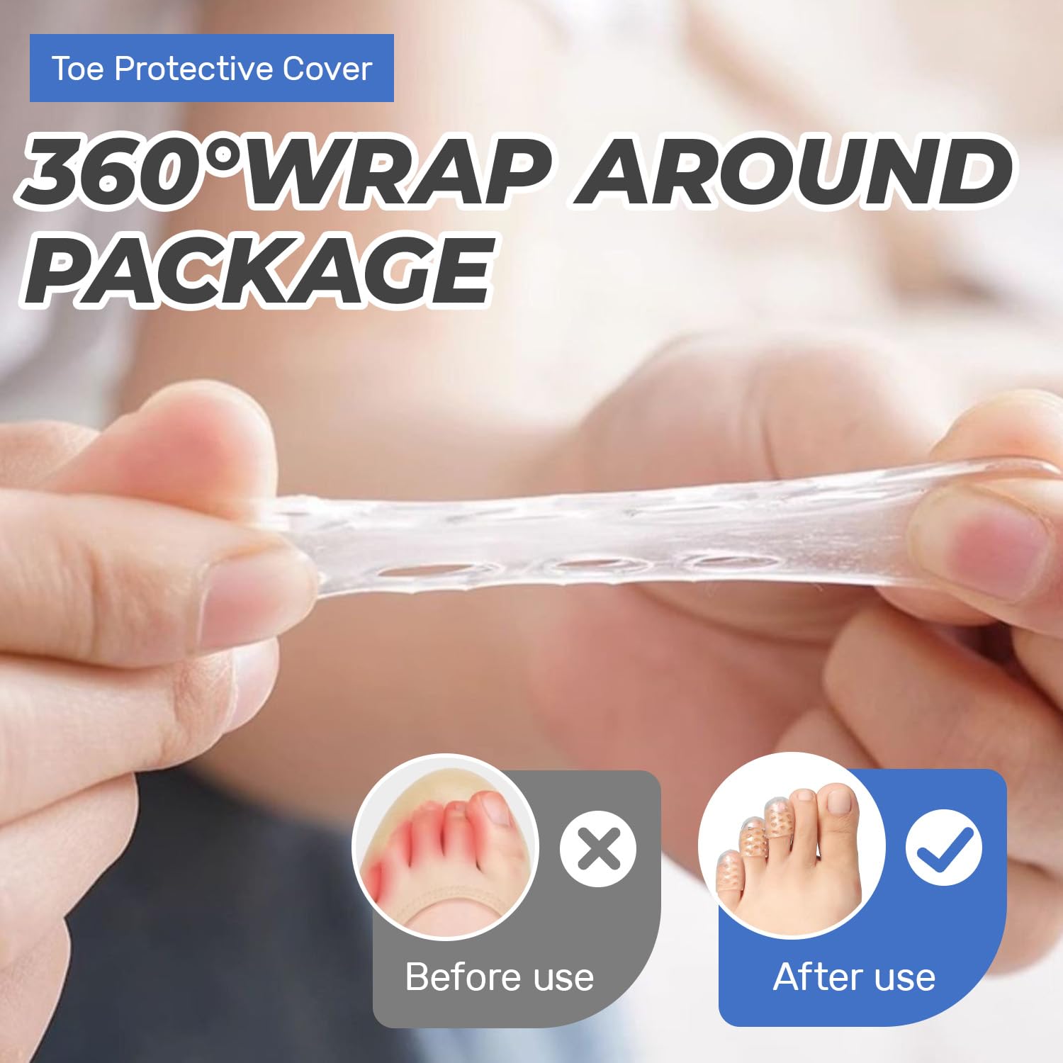 Silicone Toe Protectors 30Pcs, Gel Anti-Friction Toe Protector Breathable Toe Caps Guards for Men Women, Soft Clear Little Toe Covers Silicone Toe Sleeves for Corns, Blisters and Pain Relief