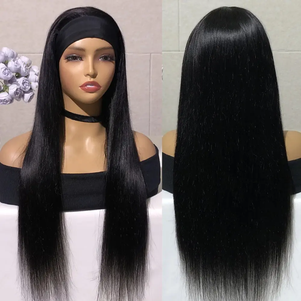 Straight Headband Wig Human Hair Wigs 180% Density Brazilian Straight Hair Wig Full Machine Made Wig For Black Women summerwins