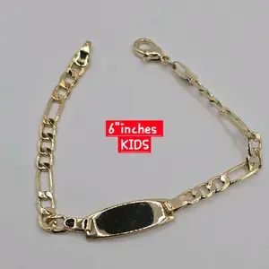 ID bracelet beautiful style figaro gold-plated 6"inches (kids) ENGRAVING AVAILABLE leave a note with your name