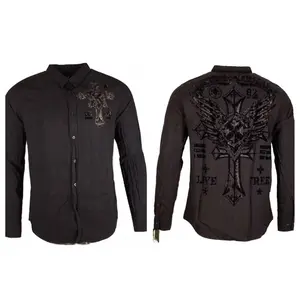 Xtreme Couture By Affliction Men's Button Down Shirt ROYALTY REV WING Black