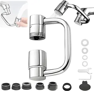 Lead-Free Brass Faucet Extender with Swivel Aerator, Tool-Free 1-Min Install, Dual-Mode Anti-Splash Water-Saving tap head replacement Kitchen Supplies for Kids