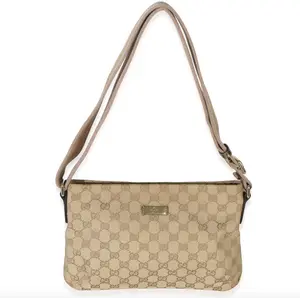 Pre-owned GUCCI canvas Crossbody Bags Pink Gold GG Web Small Messenger Bag