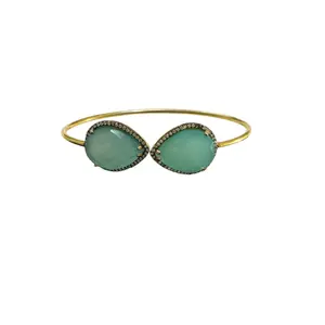 Chalcedony bangle bracelet in 925 sterling silver