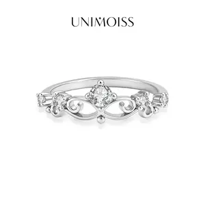 UniMoiss Moissanite Vintage Crown Eternity Ring Wedding Engagement Anniversary Valentine's Day Birthday Gift Daily Wear Jewelry
