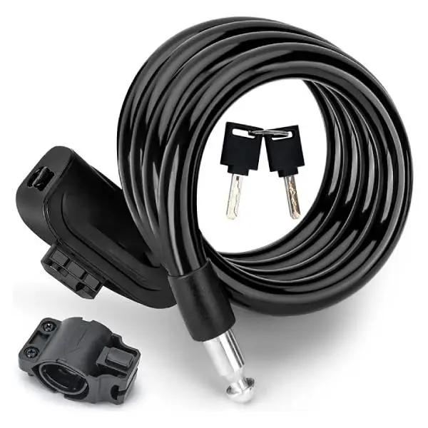 Heavy Duty Bike Lock with Keys, 4FT Anti Theft Bicycle Cable Lock, Security Bike Lock with Mounting Bracket, Weather Resistant Cycle Lock for Mountain Bikes, Road Bikes, Electric Bikes & Scooters