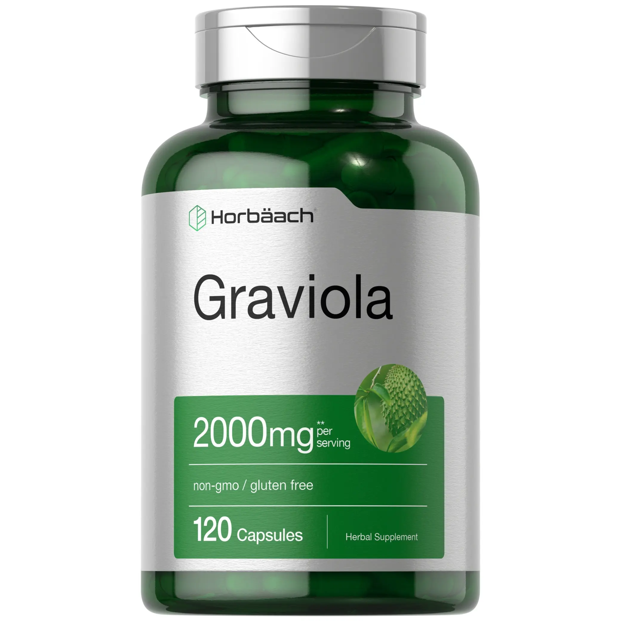 Horbäach Graviola Capsules | 2000 mg | 120 Count | Non-GMO, Gluten Free | Soursop (Annona Muricata)