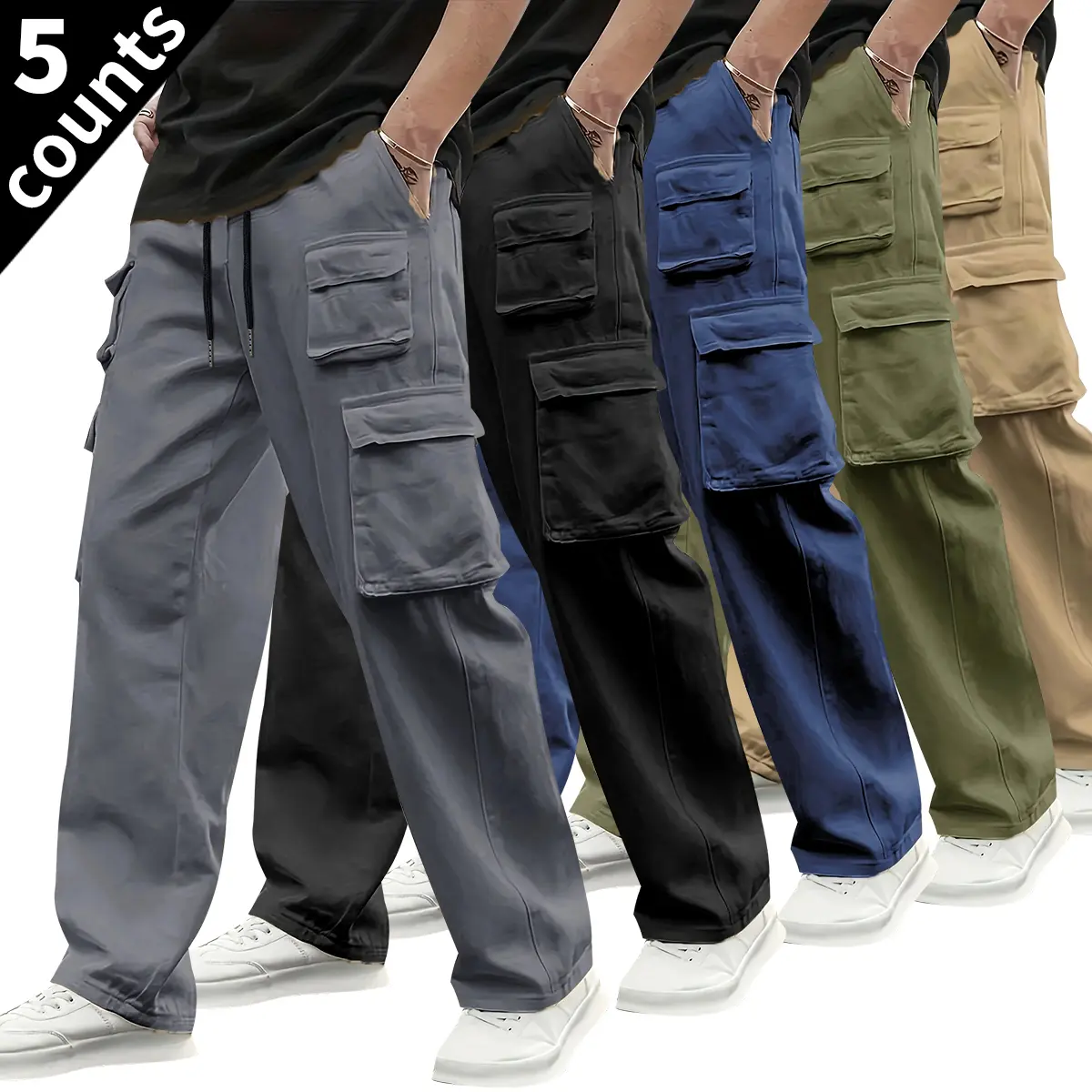 Grey + Black + Blue + Green + Khaki