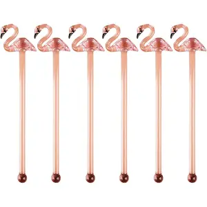 Glass Stirrers Creative Swizzle Sticks, 6-PCS Cute Coffee Stir Sticks -  Drink Stir Sticks, Clear  Stirrers with Pink  Toppers,  for , Juice & Parties