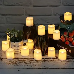 12/24/48 Piece Flameless LED Candles, Creative Wish LED Tea Lights, Warm Battery Operated, Halloween Christmas Decorations