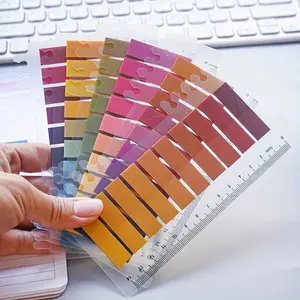 1200 Sheets Fluorescent Pet Transparent Sticky Notes, Vibrant Mixed Colors, Rectangular, Includes Ruler, Ideal for Index Tags and Note Organization