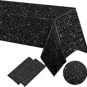 Glitter Tablecloth Set, Valentine's Day Tablecloth, 54x107 Inches Waterproof Disposable, Perfect for Birthday Parties and Weddings
