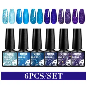 Glitter Nail Gel Polish Set, 6 Counts/set Soak off UV Gel LED Lamp Nail Art Gel, Nail Art & Nail Polish for Women & Girls